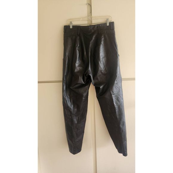 Z. Cavaricci Vintage Black Leather Pants, Iconic Silhouette, Pleats,  Pockets, - Picture 3 of 8